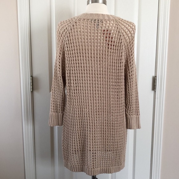American Rag Open Knit Sweater Tan Cotton 3/4 Sleeve Scoop Neck Size 3X NWT - Picture 2 of 10